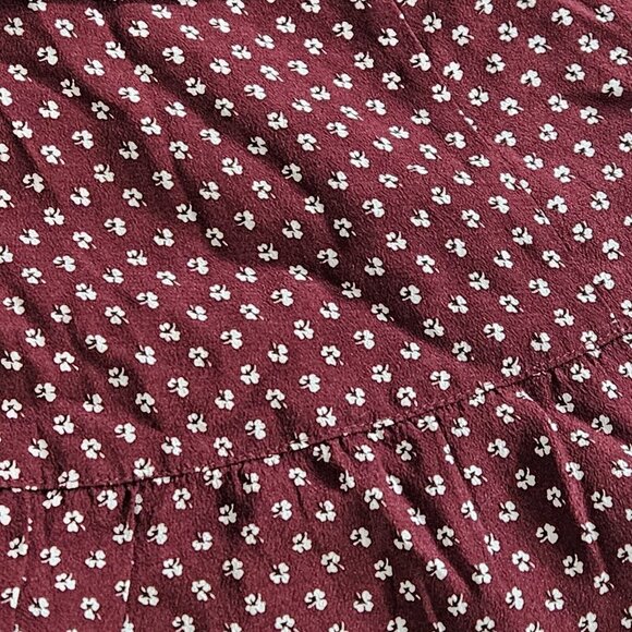 Abercrombie & Fitch Wrap Dress Women PL Wine Beige Mini Lined Ties Dainty Floral - Picture 15 of 16